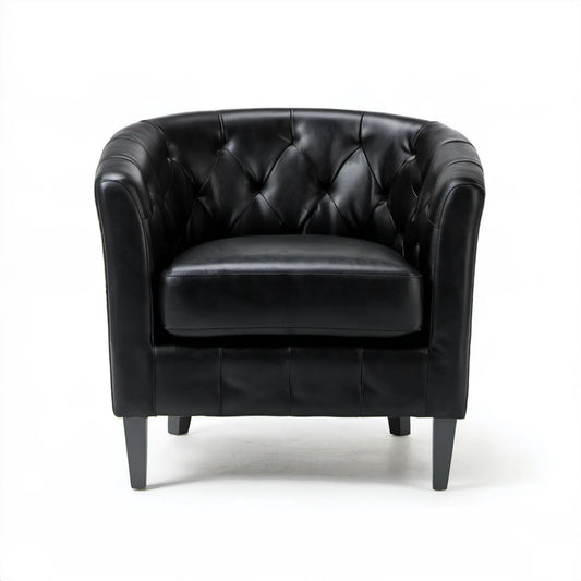 Czarny fotel klubowy ze skóry syntetycznej PU 85 x 78 x 76 cm