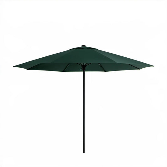Okrągły parasol ogrodowy Ø300 cm, ciemnozielony, z czarnym stalowym masztem