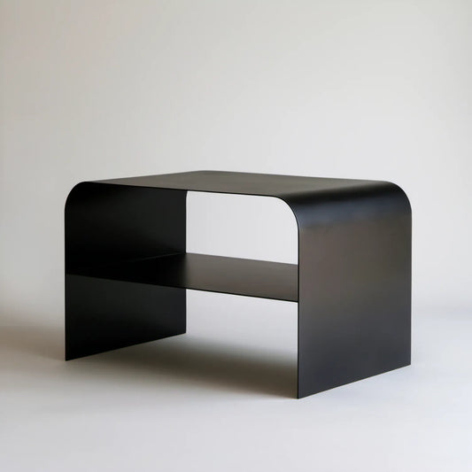 Czarny prostokątny stolik boczny z półką MDF 60 x 40 x 55 cm
